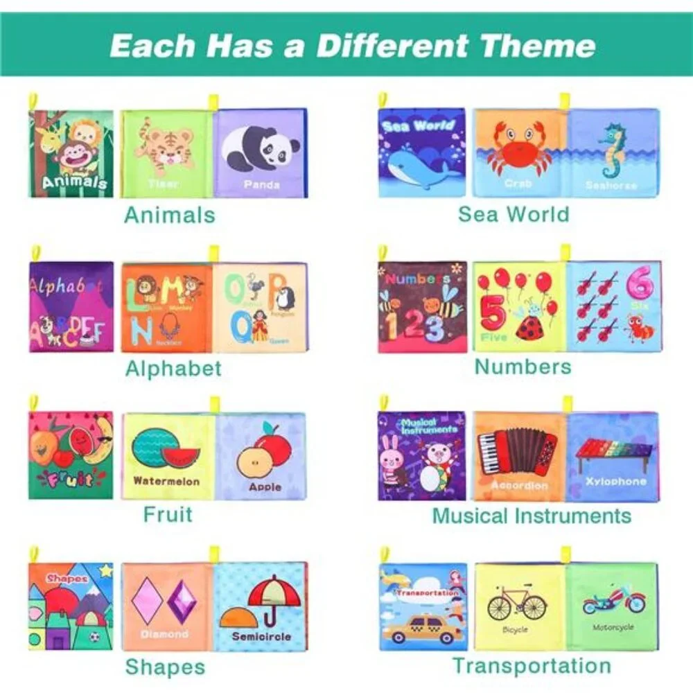 Baby Bath Books, Nontoxic Fabric Soft Baby Cloth Books, Early Education Toys